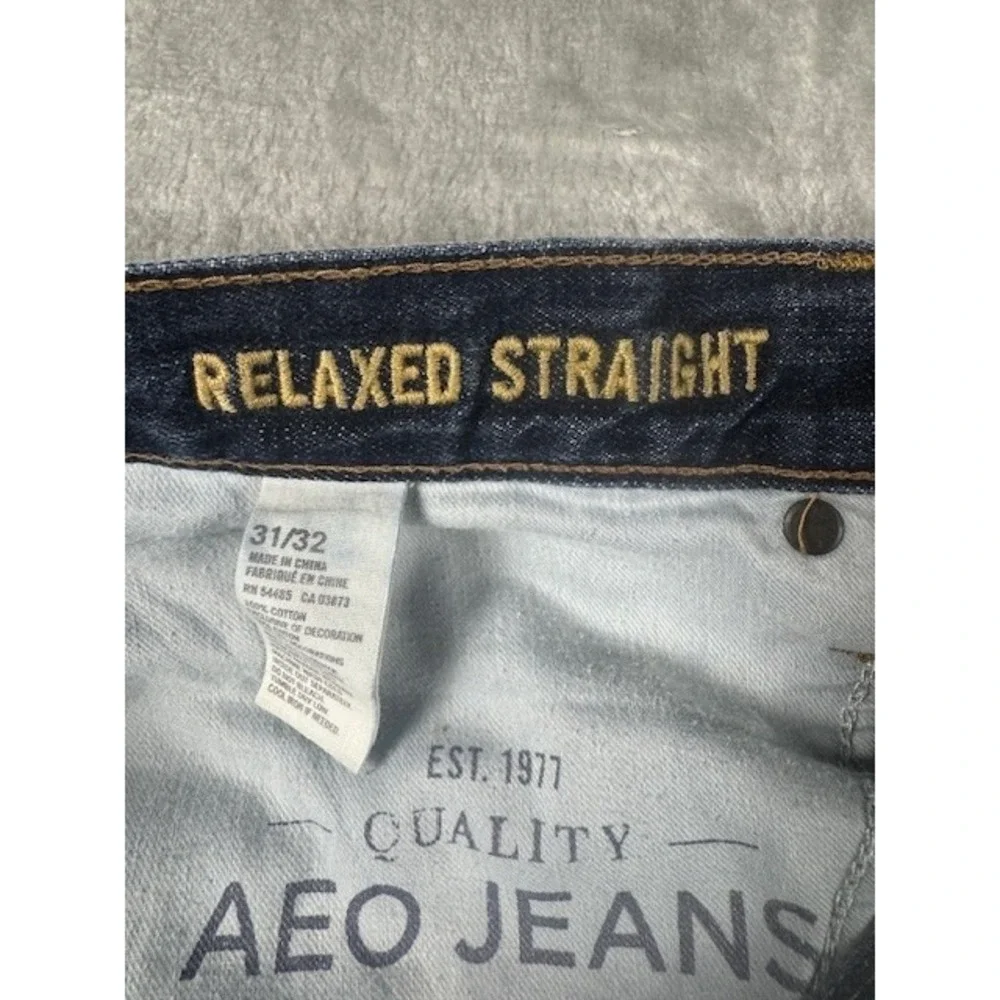 American Eagle Jeans Men 31x32 Relaxed Straight Dark Wash Denim Blue 100% Cotton